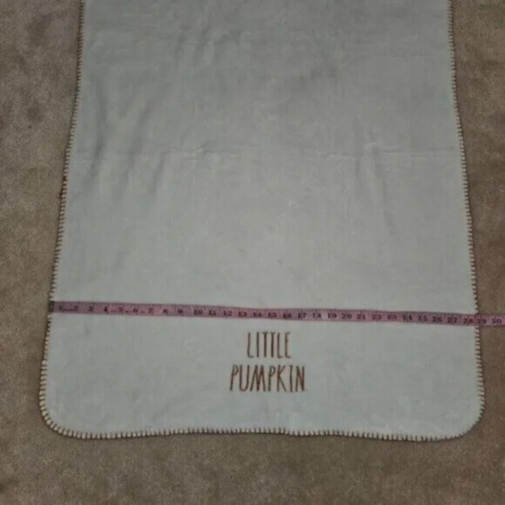 Rae Dunn Little Pumpkin Baby Blanket White Fleece Fall Halloween Thanksgiving